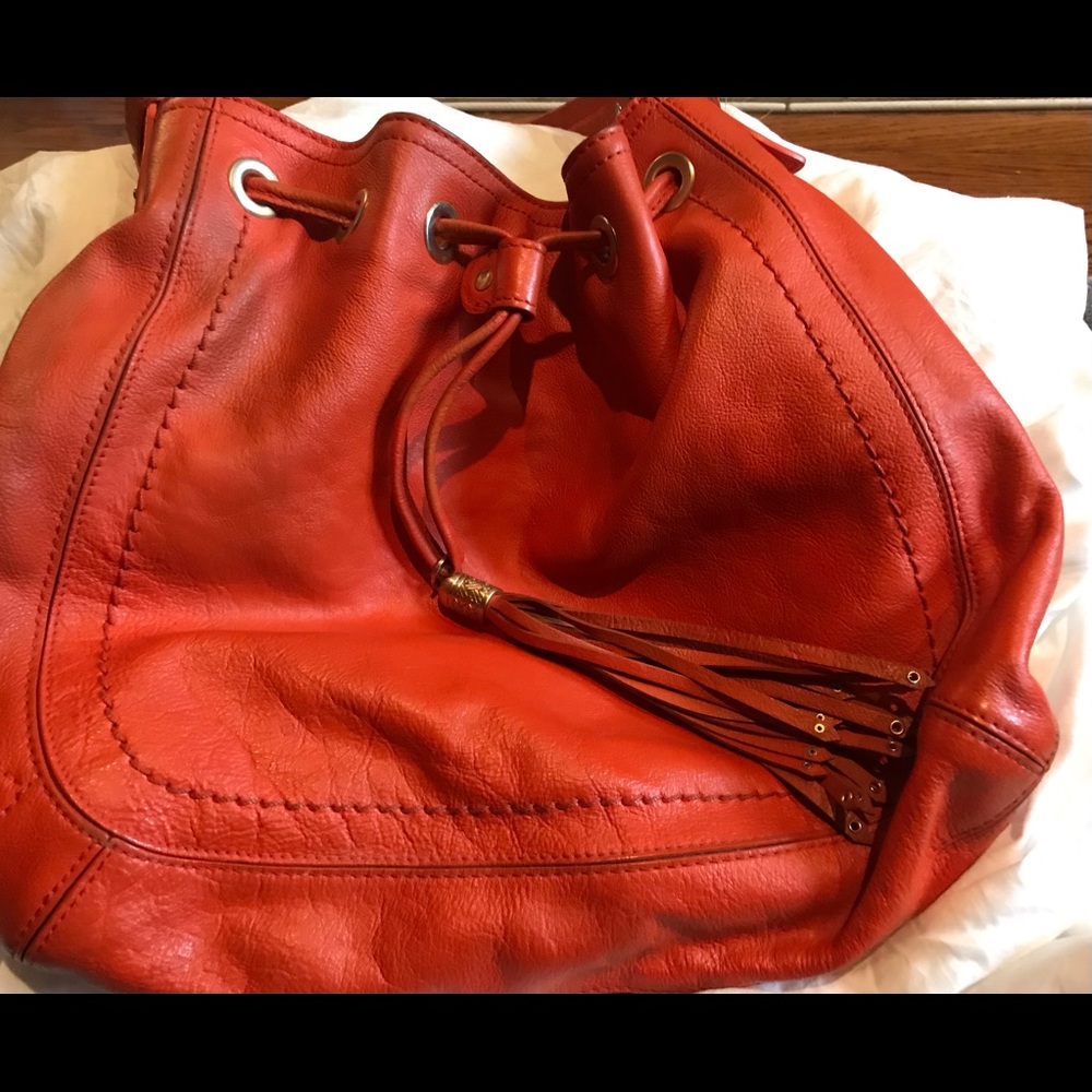 Orange leather Cole Haan shoulder purse